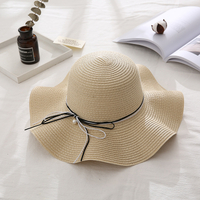 Spring and Summer Bowtie Pearl Big Wavy Beach Sun Hat